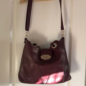 Burgundy Tote with attached leopard bag inside!